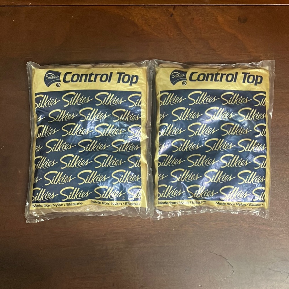 Set of 2 Vintage NOS Silkies Control Top Tall Natural Nude Panty Hose Sealed!